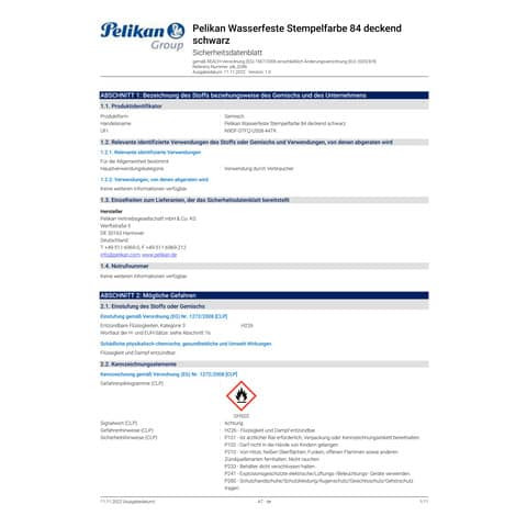 Stempelfarbe permanent schwarz PELIKAN 300004212 351460 30 ml