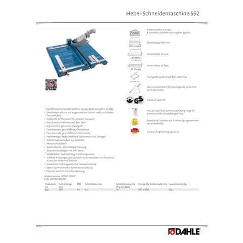 Hebel-Schneidemaschine 562 DAHLE 00562-08975