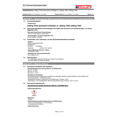 Calligraphy Marker karmesin EDDING 4-1455046