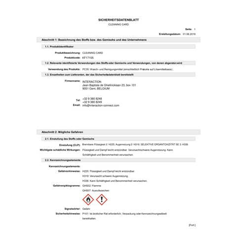Reinigungskarte 20ST Q-CONNECT KF17105