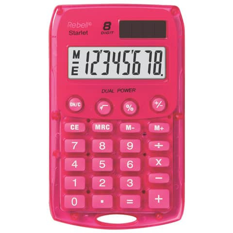 Taschenrechner pink REBELL RE-STARLETP BX Solar/Batterie