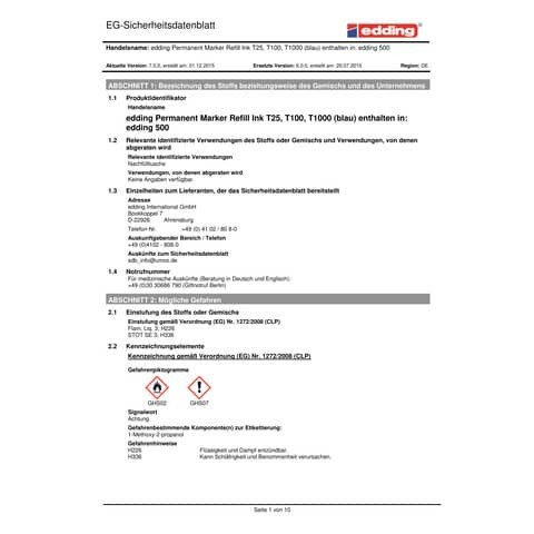 Nachfülltusche 1000ml blau EDDING T1000-003