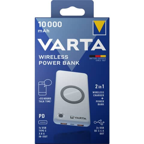 Ladestation Powerbank 10.000mAh weiß VARTA 57913 101 111 Induktion Wireless