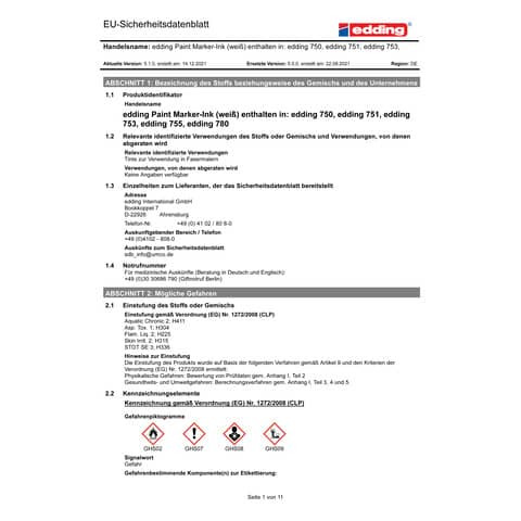 Lackmalstift Creative weiß EDDING 750-9-049 750CR-049