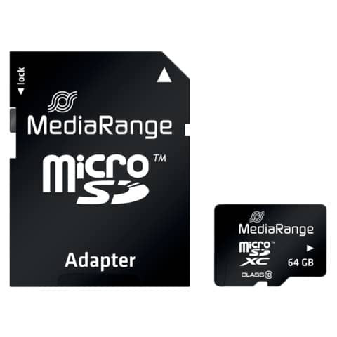 Speicherkarte MicroSDHC 64GB Class10 MEDIARANGE MR955