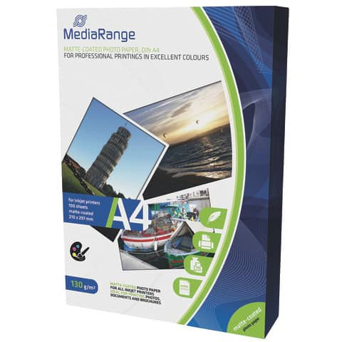 Inkjet Fotopapier 100BL A4 matt weiß MEDIARANGE MRINK101 130g