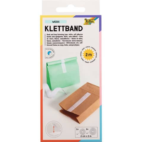 Klettband 20mmx2m weiß FOLIA 2302 selbstklebend