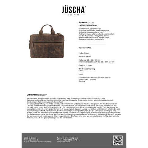 Laptoptasche Leder braun PRIDE & SOUL 47158 28x41x9,5cm