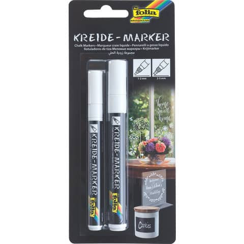 Kreidemarker 2ST weiß FOLIA 390200