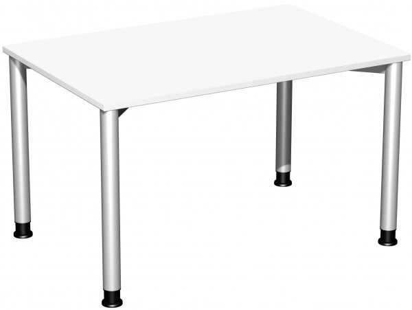 Schreibtisch höhenverstellbar, 1200x800x680-800, Weiß/Silber