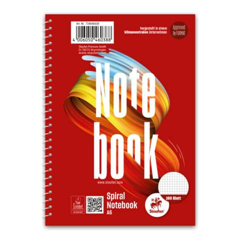 Collegeblock A6 160BL kariert STAUFEN 734046038 chlorfrei Notebook