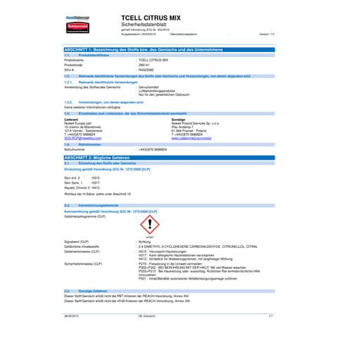 Nachfüllset - Citrus Mix TCell 1.0 RUBBERMAID R402308E