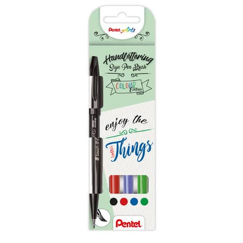 Faserschreiber 4ST Sign Brush Pen sort. PENTEL SES15-4