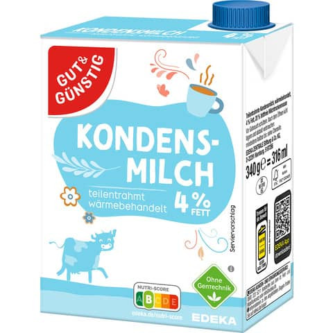Kondensmilch 4% 340g G+G Tetrapack 4026525008