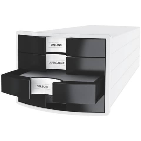 Schubladenbox 4 Laden weiß/schwarz HAN 1012-32 geschlossen