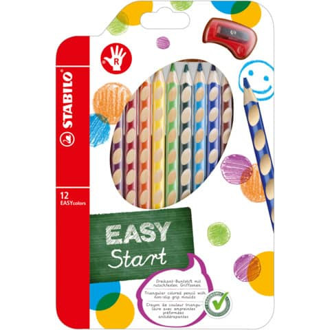 Farbstift Easycolors rechts Etui 12 St. STABILO 332/12 sortiert