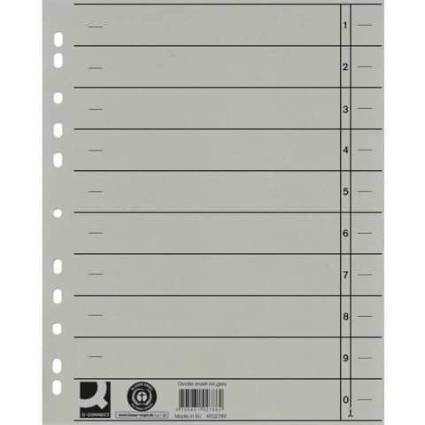 Trennblatt A4 100ST grau Q-CONNECT KF02789