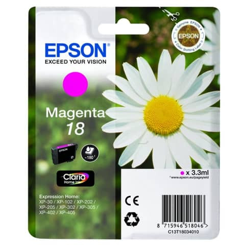 Original Epson Tintenpatrone magenta (C13T18034012,18,T1803,T18034012)