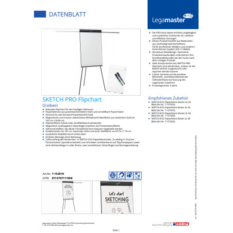 Flipchart Sketch Pro 105x68cm schwarz LEGAMASTER 7-152910 Dreibein