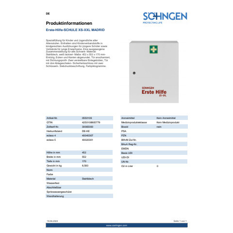 Erste-Hilfe-SCHULE XS-XXL MADRID SÖHNGEN 0550109