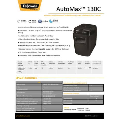Aktenvernichter 150C schwarz FELLOWES 4680101