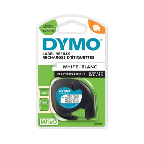 Schriftband LetraTag 12mmx4m weiß/schw. DYMO S0721660 91221 Plastik