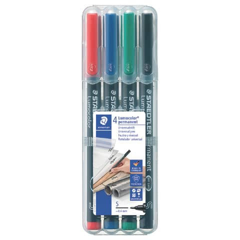 Feinschreiber Universalstift Lumocolor® - permanent, S, 4 Farben