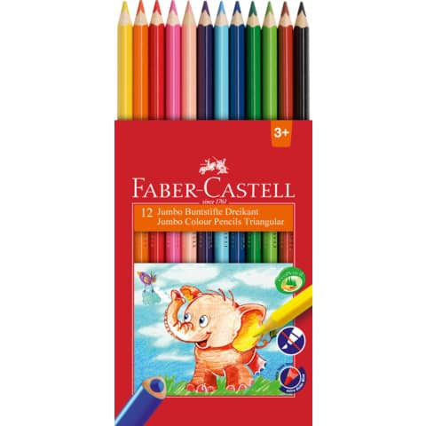 Farbstifte 12ST Jumbo sortiert FABER CASTELL 116501 dreikant