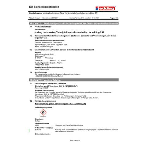 Lackmalstift Creative pink EDDING 751-9-079 Metall. 1-2mm