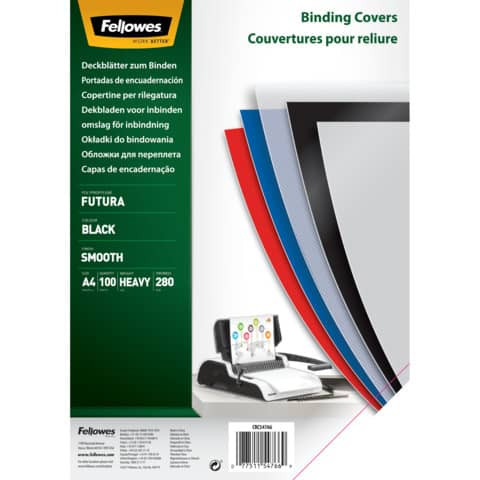 Einbanddeckel Futura A4 schwarz FELLOWES FW5476602 100ST280µm