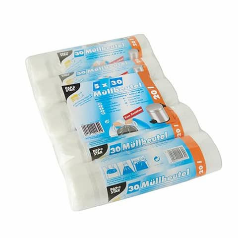 Müllbeutel mit Zugband 150St PAPSTAR 12439 HDPE 20 l 55cmx48cm