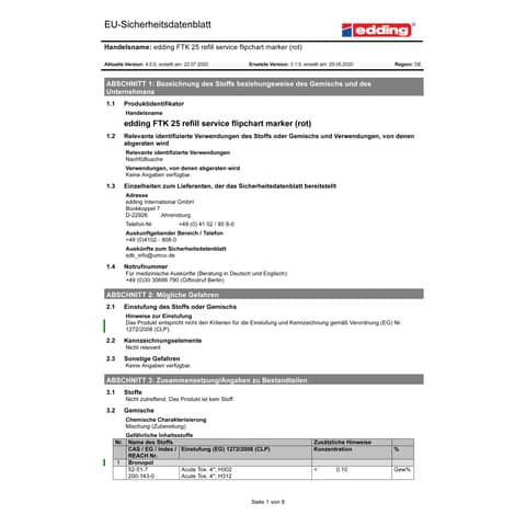 Nachfülltusche FTK25 rot EDDING 4-FTK25002