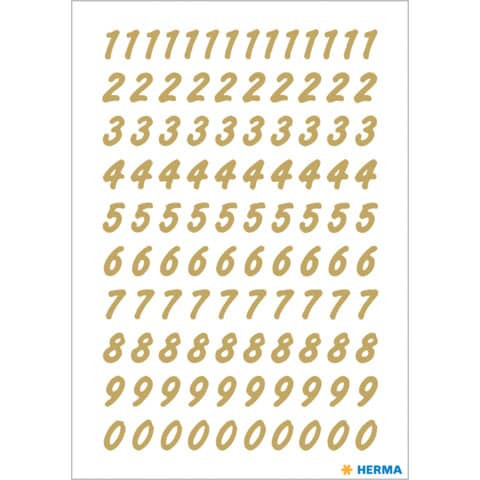 Zahlenetikett 0-9 wetterfest gold HERMA 4151