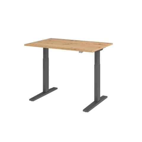 Schreibtisch elektr.höhenv. Asteiche/Gra HAMMERBACHER VXMKA12/R/G 120x80cm