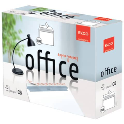 Briefumschlag Office in Shop Box - C5, hochweiß, haftklebend, ohne Fenster, 100 g/qm, 100 Stück