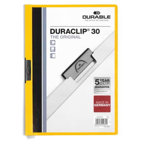 Klemmmappe Duraclip A4 gelb DURABLE 2200 04 30BL