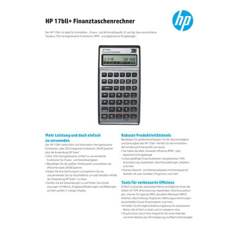 Finanztaschenrechner 17BIIPLUS HP-17BIIPLUS