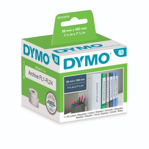Ordneretikett 38x190mm weiß DYMO S0722470 99018 110ST