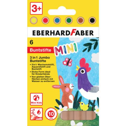 Farbstiftetui 6ST Jumbo Mini Kids 3in1 EBERHARD FABER 518905 sortiert