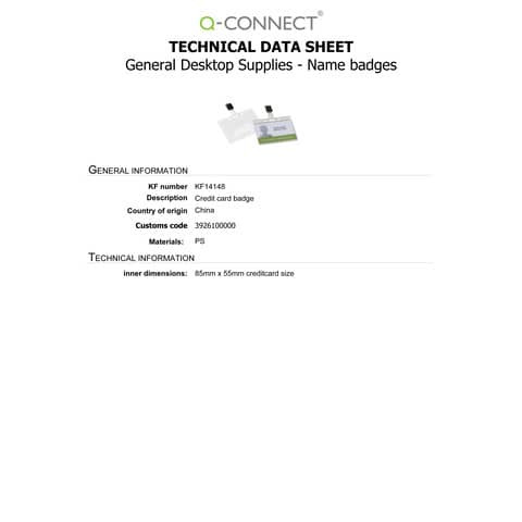 Ausweishalter 85x54mm 10ST transparent Q-CONNECT KF14148