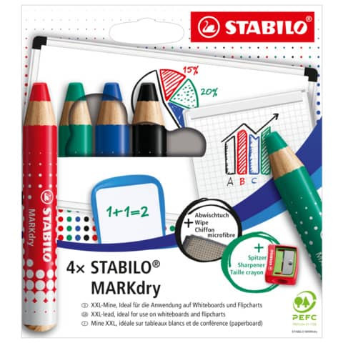 Whiteboardmarkeretui 4+2ST MARKdry STABILO 648/4-5