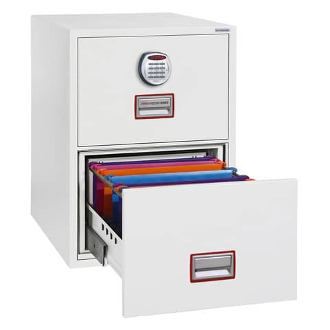 Hängeregistraturenschrank 2 Laden weiß PHOENIX FS2252E Stahl, Feuerschutz