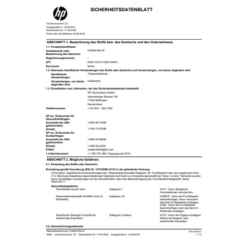 Inkjetpatrone schwarz HP 51604A