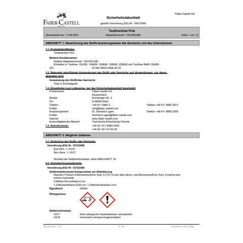 Nachfüllflasche rosa FABER CASTELL 154928