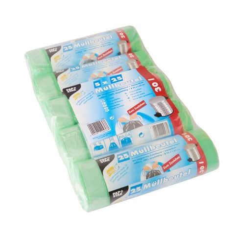 Müllsack +Zugband 55x62 125ST grün PAPSTAR 12436 HDPE 30Liter