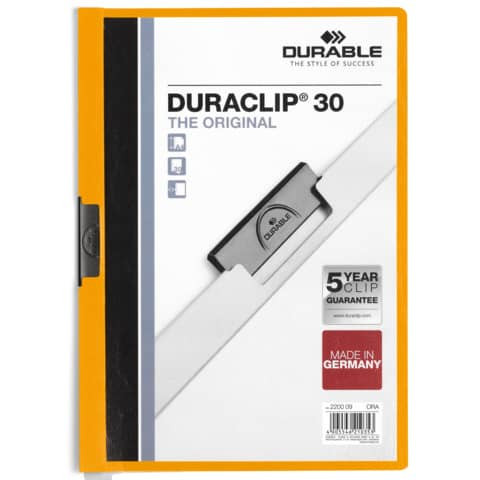 Klemmmappe Duraclip A4 orange DURABLE 2200 09 30BL