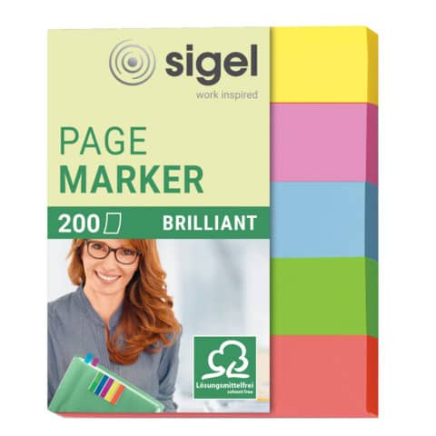 Page Marker Brillant - 50 x 12 mm, sortiert, 5x 20 Streifen