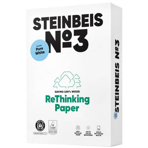 No. 3 - Pure White - Recyclingpapier, A3, 80g, weiß, 500 Blatt