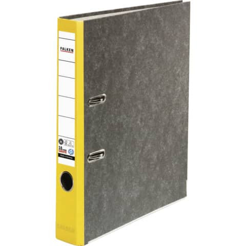 Ordner Wolkenmarmor A4 5cm sw/gelb FALKEN 80023625 Recycling