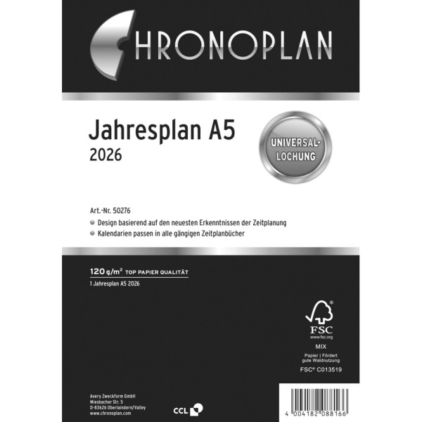 Jahresplan A5 2026 CHRONOPLAN 50276